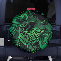 New Zealand Tuatara Spare Tire Cover Aotearoa Maori Clematis Flowers - Green LT14 - Polynesian Pride