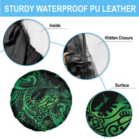New Zealand Tuatara Spare Tire Cover Aotearoa Maori Clematis Flowers - Green LT14 - Polynesian Pride