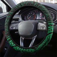 New Zealand Tuatara Steering Wheel Cover Aotearoa Maori Clematis Flowers - Green LT14 - Polynesian Pride