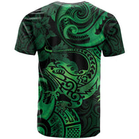 New Zealand Tuatara T Shirt Aotearoa Maori Clematis Flowers - Green LT14 - Polynesian Pride