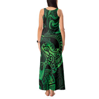 New Zealand Tuatara Tank Maxi Dress Aotearoa Maori Clematis Flowers - Green LT14 - Polynesian Pride