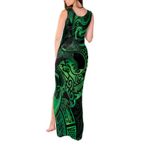 New Zealand Tuatara Tank Maxi Dress Aotearoa Maori Clematis Flowers - Green LT14 - Polynesian Pride