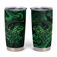 New Zealand Tuatara Tumbler Cup Aotearoa Maori Clematis Flowers - Green LT14 Green - Polynesian Pride