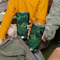 New Zealand Tuatara Tumbler Cup Aotearoa Maori Clematis Flowers - Green LT14 - Polynesian Pride