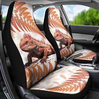 Red New Zealand Tuatara Car Seat Cover Aotearoa Sphenodon Punctatus Silver Fern LT14 - Polynesian Pride
