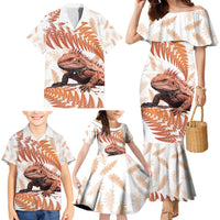 Red New Zealand Tuatara Family Matching Mermaid Dress and Hawaiian Shirt Aotearoa Sphenodon Punctatus Silver Fern LT14 - Polynesian Pride