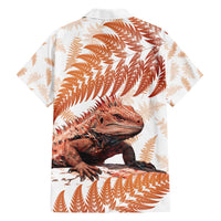 Red New Zealand Tuatara Family Matching Short Sleeve Bodycon Dress and Hawaiian Shirt Aotearoa Sphenodon Punctatus Silver Fern LT14 - Polynesian Pride