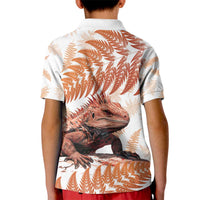 Red New Zealand Tuatara Kid Polo Shirt Aotearoa Sphenodon Punctatus Silver Fern LT14 - Polynesian Pride