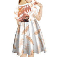 Red New Zealand Tuatara Kid Short Sleeve Dress Aotearoa Sphenodon Punctatus Silver Fern LT14 - Polynesian Pride