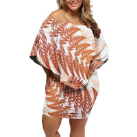 Red New Zealand Tuatara Off Shoulder Short Dress Aotearoa Sphenodon Punctatus Silver Fern LT14 Women Red - Polynesian Pride