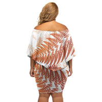 Red New Zealand Tuatara Off Shoulder Short Dress Aotearoa Sphenodon Punctatus Silver Fern LT14 - Polynesian Pride