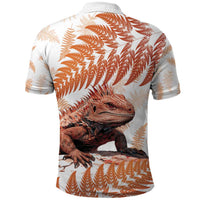 Red New Zealand Tuatara Polo Shirt Aotearoa Sphenodon Punctatus Silver Fern LT14 - Polynesian Pride