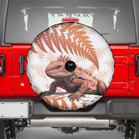 Red New Zealand Tuatara Spare Tire Cover Aotearoa Sphenodon Punctatus Silver Fern LT14 - Polynesian Pride