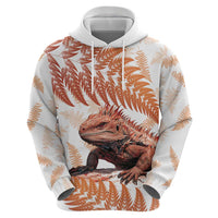 Red New Zealand Tuatara Zip Hoodie Aotearoa Sphenodon Punctatus Silver Fern LT14 - Polynesian Pride