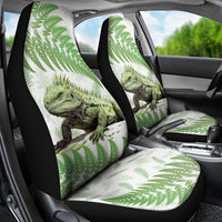 Green New Zealand Tuatara Car Seat Cover Aotearoa Sphenodon Punctatus Silver Fern LT14 - Polynesian Pride