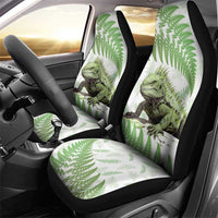 Green New Zealand Tuatara Car Seat Cover Aotearoa Sphenodon Punctatus Silver Fern LT14 - Polynesian Pride