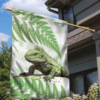 Green New Zealand Tuatara Garden Flag Aotearoa Sphenodon Punctatus Silver Fern LT14 - Polynesian Pride