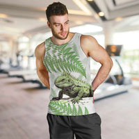 Green New Zealand Tuatara Men Tank Top Aotearoa Sphenodon Punctatus Silver Fern LT14 Green - Polynesian Pride
