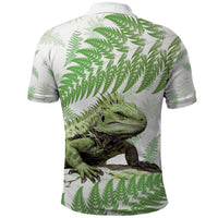 Green New Zealand Tuatara Polo Shirt Aotearoa Sphenodon Punctatus Silver Fern LT14 - Polynesian Pride