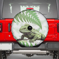Green New Zealand Tuatara Spare Tire Cover Aotearoa Sphenodon Punctatus Silver Fern LT14 - Polynesian Pride