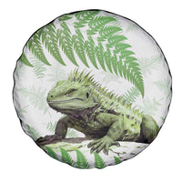Green New Zealand Tuatara Spare Tire Cover Aotearoa Sphenodon Punctatus Silver Fern LT14 - Polynesian Pride
