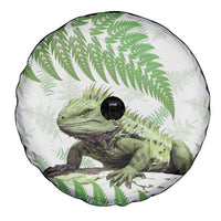 Green New Zealand Tuatara Spare Tire Cover Aotearoa Sphenodon Punctatus Silver Fern LT14 - Polynesian Pride