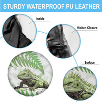 Green New Zealand Tuatara Spare Tire Cover Aotearoa Sphenodon Punctatus Silver Fern LT14 - Polynesian Pride