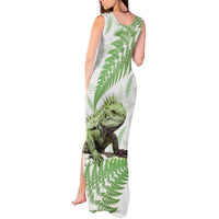 Green New Zealand Tuatara Tank Maxi Dress Aotearoa Sphenodon Punctatus Silver Fern LT14 - Polynesian Pride