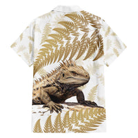 Gold New Zealand Tuatara Hawaiian Shirt Aotearoa Sphenodon Punctatus Silver Fern LT14 - Polynesian Pride