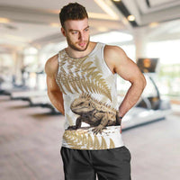 Gold New Zealand Tuatara Men Tank Top Aotearoa Sphenodon Punctatus Silver Fern LT14 Gold - Polynesian Pride
