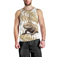 Gold New Zealand Tuatara Men Tank Top Aotearoa Sphenodon Punctatus Silver Fern LT14 - Polynesian Pride
