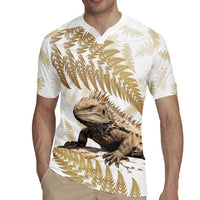 Gold New Zealand Tuatara Rugby Jersey Aotearoa Sphenodon Punctatus Silver Fern LT14 - Polynesian Pride