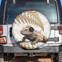Gold New Zealand Tuatara Spare Tire Cover Aotearoa Sphenodon Punctatus Silver Fern LT14 Gold - Polynesian Pride