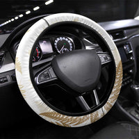 Gold New Zealand Tuatara Steering Wheel Cover Aotearoa Sphenodon Punctatus Silver Fern LT14 Universal Fit Gold - Polynesian Pride