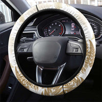 Gold New Zealand Tuatara Steering Wheel Cover Aotearoa Sphenodon Punctatus Silver Fern LT14 - Polynesian Pride
