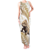Gold New Zealand Tuatara Tank Maxi Dress Aotearoa Sphenodon Punctatus Silver Fern LT14 Women Gold - Polynesian Pride