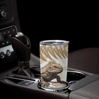 Gold New Zealand Tuatara Tumbler Cup Aotearoa Sphenodon Punctatus Silver Fern LT14 - Polynesian Pride
