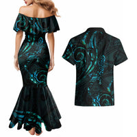 New Zealand Skink Couples Matching Mermaid Dress and Hawaiian Shirt Aotearoa Maori Mix Paua Shell LT14 - Polynesian Pride
