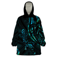 New Zealand Skink Wearable Blanket Hoodie Aotearoa Maori Mix Paua Shell LT14 One Size Blue - Polynesian Pride