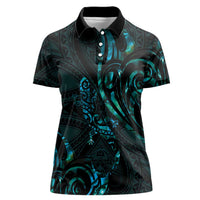 New Zealand Skink Women Polo Shirt Aotearoa Maori Mix Paua Shell LT14 Female Blue - Polynesian Pride