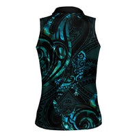 New Zealand Skink Women Sleeveless Polo Shirt Aotearoa Maori Mix Paua Shell LT14 - Polynesian Pride