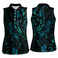 New Zealand Skink Women Sleeveless Polo Shirt Aotearoa Maori Mix Paua Shell LT14 - Polynesian Pride