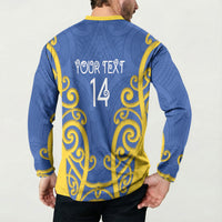 Otago Custom Rugby New Zealand Button Sweatshirt Aotearoa Maori Pukana Tiki Mascot