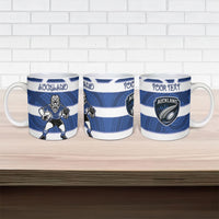 Auckland Custom Rugby New Zealand Ceramic Mug Aotearoa Maori Pukana Tiki Mascot