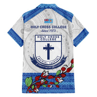 Fiji Holy Cross College Family Matching Off Shoulder Long Sleeve Dress and Hawaiian Shirt Happy 50th Anniversary Fijian Tagimoucia Tapa Pattern LT14 - Polynesian Pride