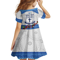 Personalised Fiji Holy Cross College Family Matching Off Shoulder Long Sleeve Dress and Hawaiian Shirt Happy 50th Anniversary Fijian Tagimoucia Tapa Pattern LT14 - Polynesian Pride