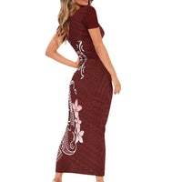 Oxblood Hawaii Family Matching Short Sleeve Bodycon Dress and Hawaiian Shirt Hammerhead Shark Tattoo Curve Polynesian LT14 - Polynesian Pride
