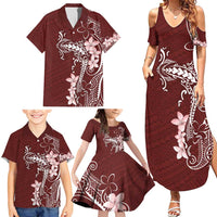 Oxblood Hawaii Family Matching Summer Maxi Dress and Hawaiian Shirt Hammerhead Shark Tattoo Curve Polynesian LT14 - Polynesian Pride