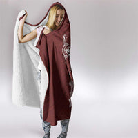 Oxblood Hawaii Hooded Blanket Hammerhead Shark Tattoo Curve Polynesian - Polynesian Pride