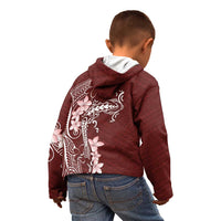 Oxblood Hawaii Kid Hoodie Hammerhead Shark Tattoo Curve Polynesian - Polynesian Pride